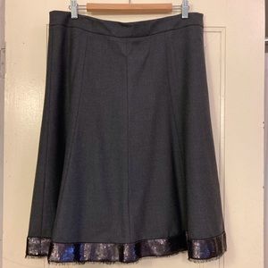 Vintage J.Crew Sequin Trim Wool Melange Skirt in Charcoal Gray
